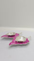 Pure Silver Fancy Diya Leaf Pattern In Pink 29.25g